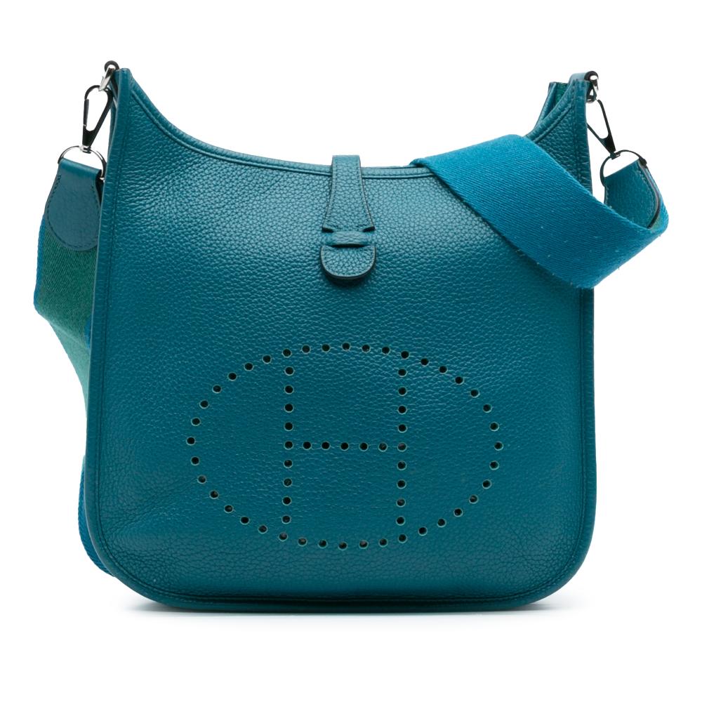 Hermès B Hermès Blue Peacock Calf Leather Clemence Evelyne III 29 France