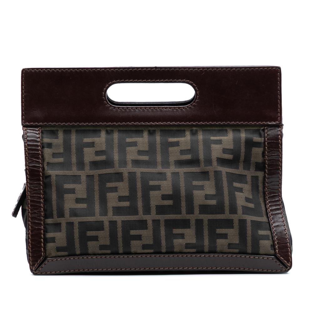 Fendi B Fendi Brown Canvas Fabric Mini Zucca Peekaboo Defender Italy