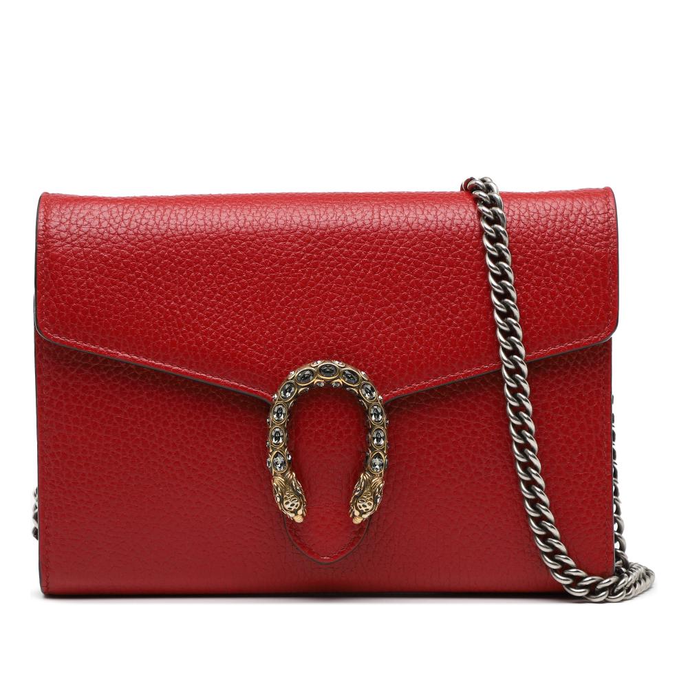 Gucci B Gucci Red Calf Leather Dionysus Wallet on Chain Italy