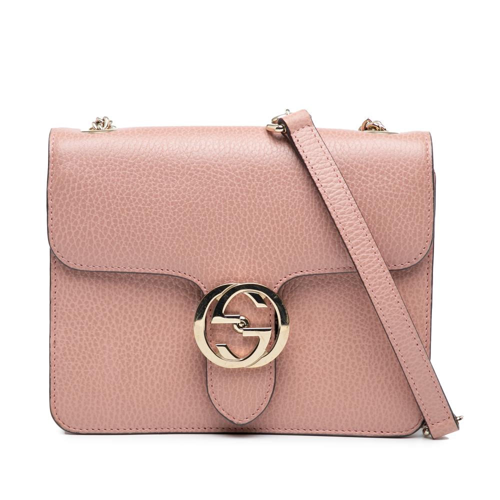 Gucci B Gucci Pink Calf Leather Small Dollar skin Interlocking G Crossbody Italy