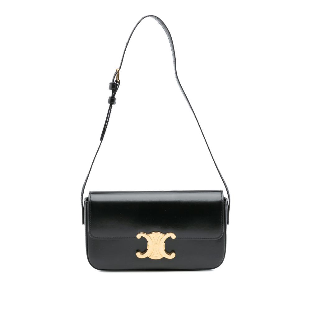 Celine B Celine Black Calf Leather Shiny skin Claude Shoulder Bag Italy