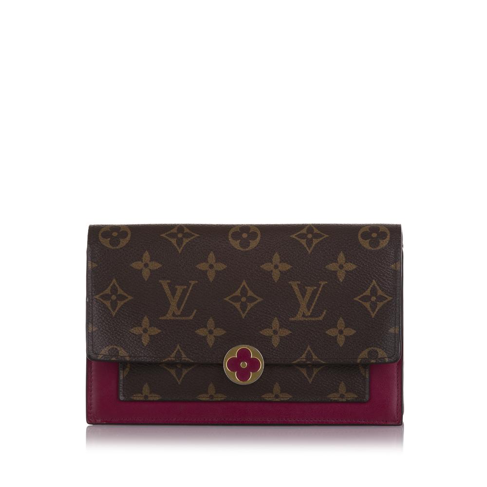 Louis Vuitton B Louis Vuitton Brown Monogram Canvas Fabric Monogram Flore Wallet On Chain France