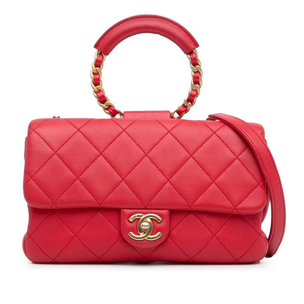 Chanel AB Chanel Red Lambskin Leather Leather Medium Lambskin In The Loop Flap Italy