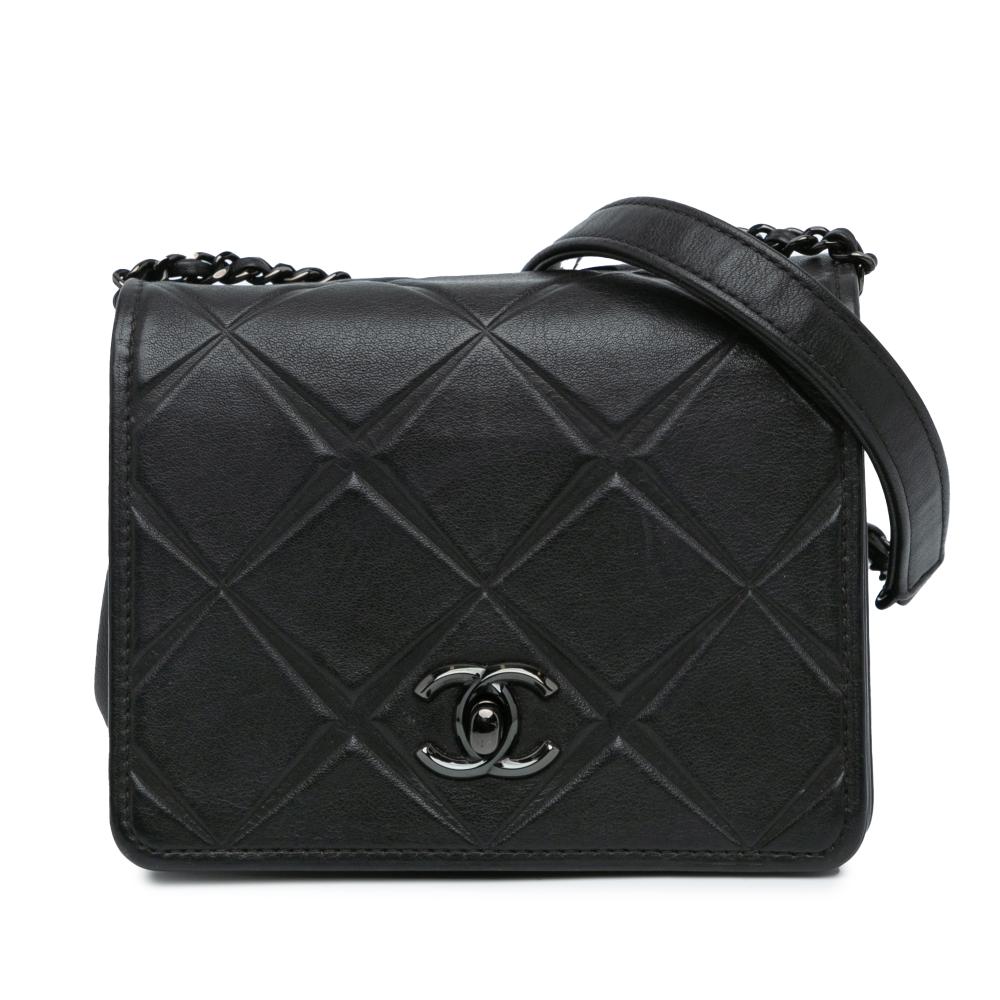 Chanel B Chanel Black Calf Leather Mini skin Propeller Flap Italy