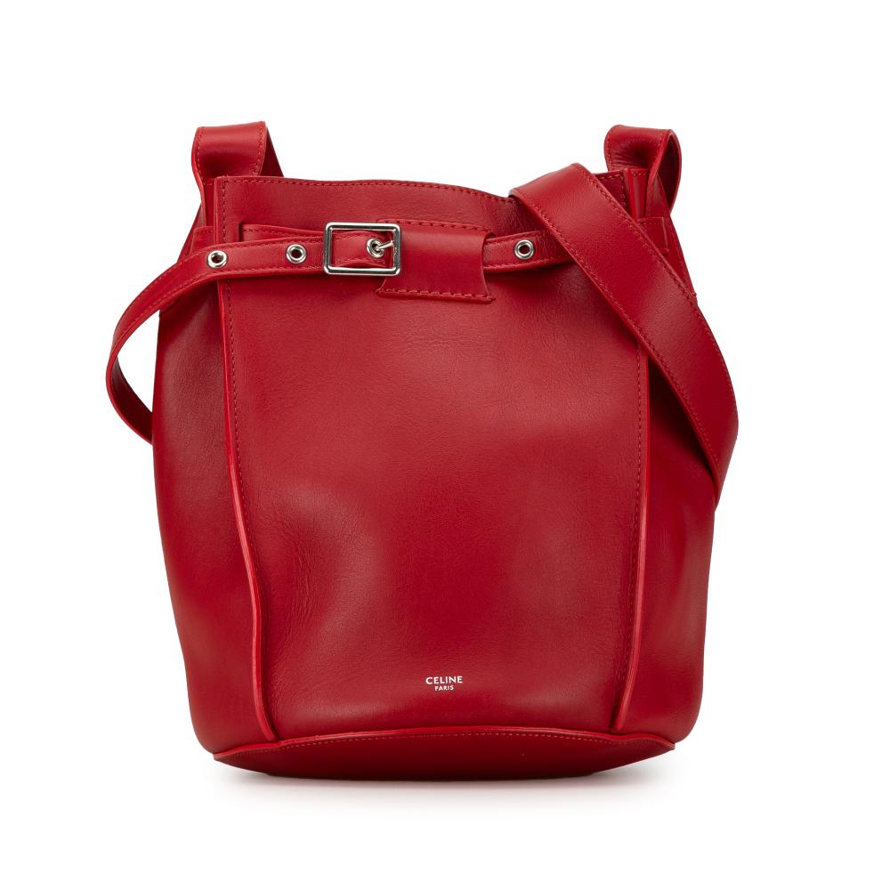 Celine B Celine Red Calf Leather Big Bag Bucket Crossbody Italy