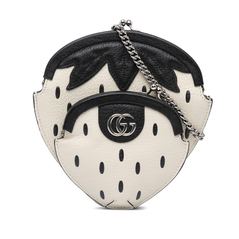 Gucci AB Gucci White Calf Leather Fruittini Strawberry Crossbody Italy
