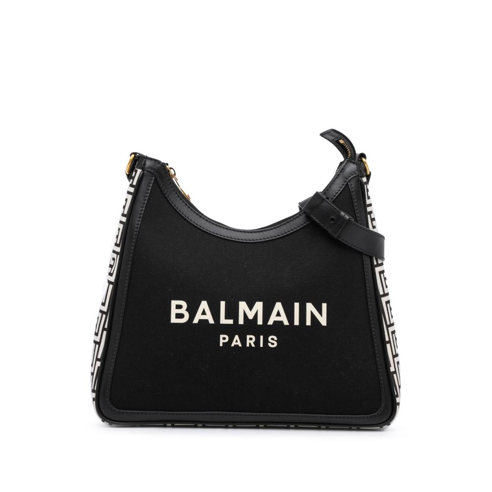 Balmain AB Balmain Black Canvas Fabric B-Army 26 Shoulder Bag Italy