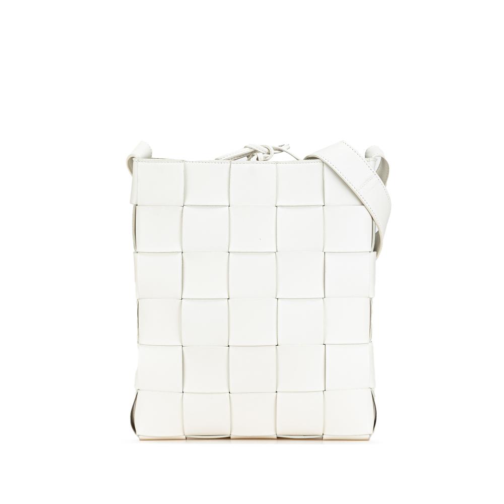 Bottega Veneta B Bottega Veneta White Nappa Leather Leather Nappa Intrecciato Cassette Messenger Italy