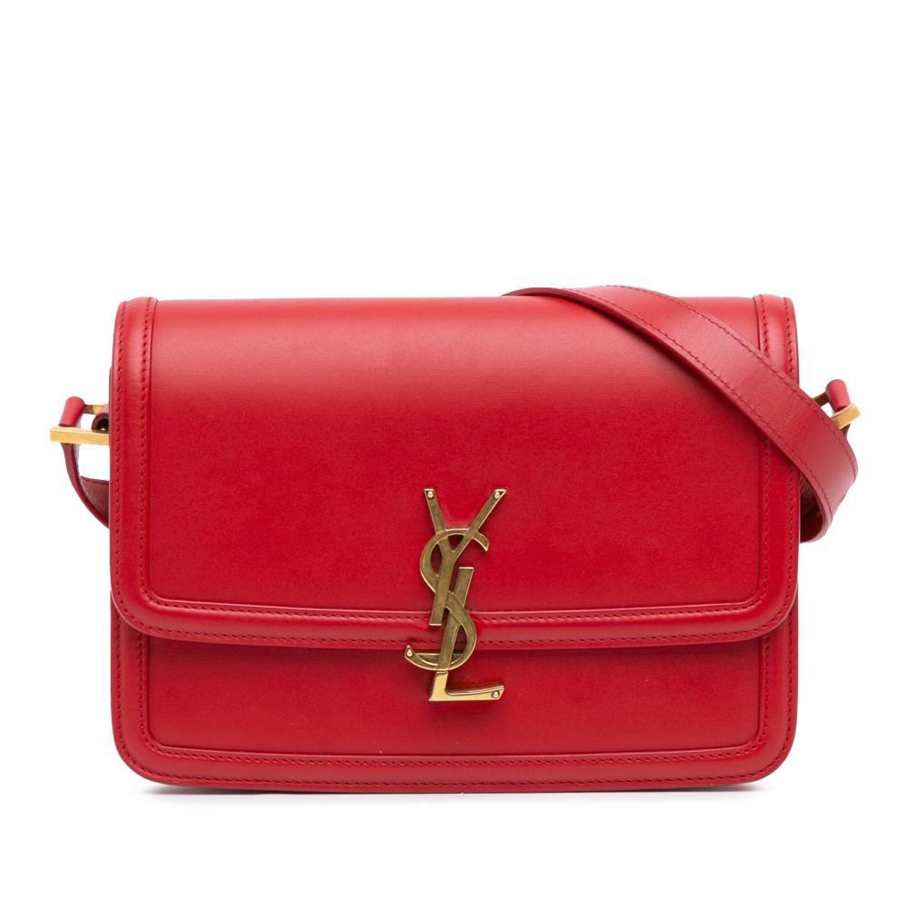 Saint Laurent B Saint Laurent Red Calf Leather Medium skin Solferino Satchel In Box Italy