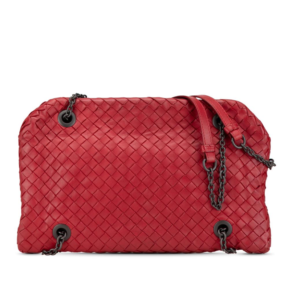Bottega Veneta B Bottega Veneta Red Nappa Leather Leather Nappa Intrecciato Duo Shoulder Bag Italy