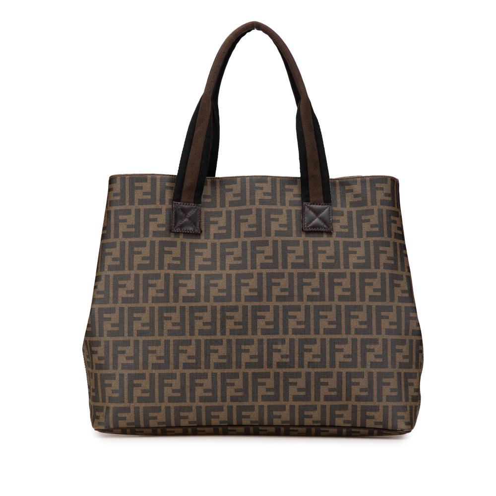 Fendi B Fendi Brown Coated Canvas Fabric Zucca Spalmati Tote Italy