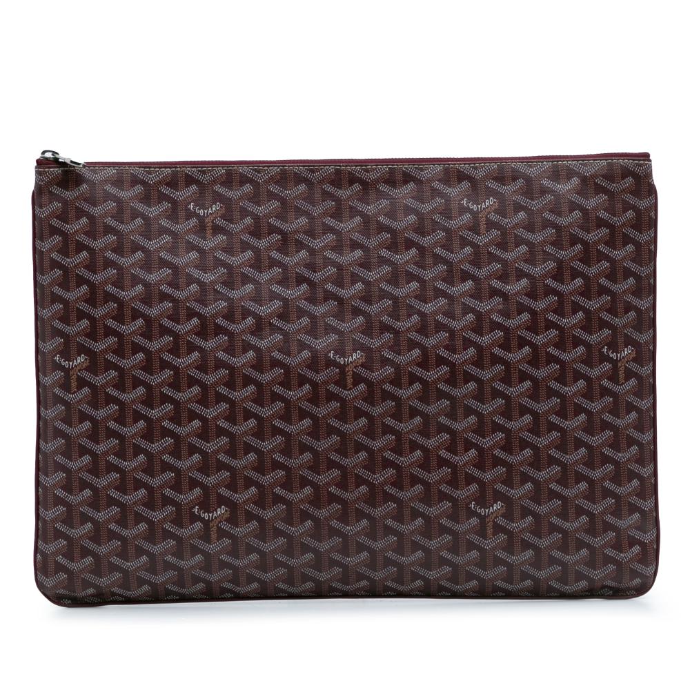Goyard AB Goyard Red Burgundy Coated Canvas Fabric Goyardine Senat GM France