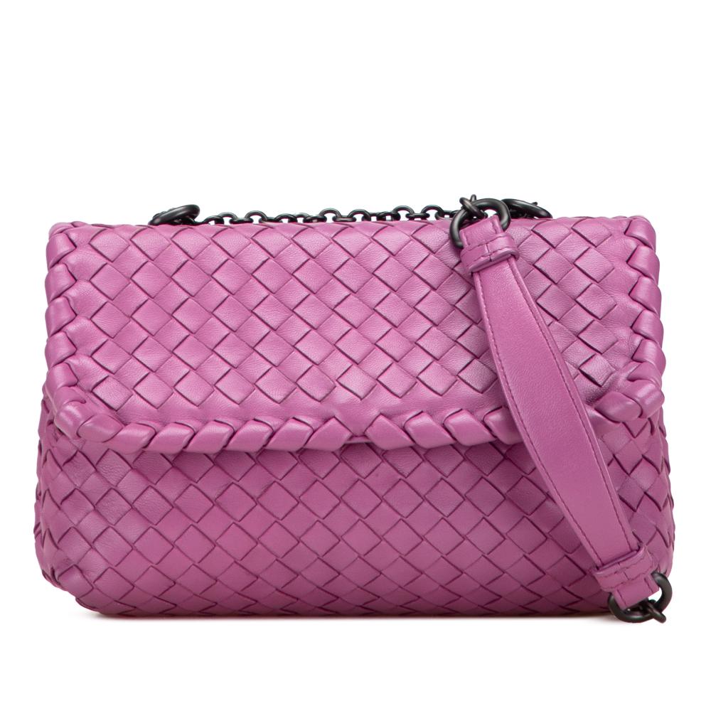 Bottega Veneta B Bottega Veneta Pink Nappa Leather Leather Baby Nappa Intrecciato Olimpia Crossbody Italy