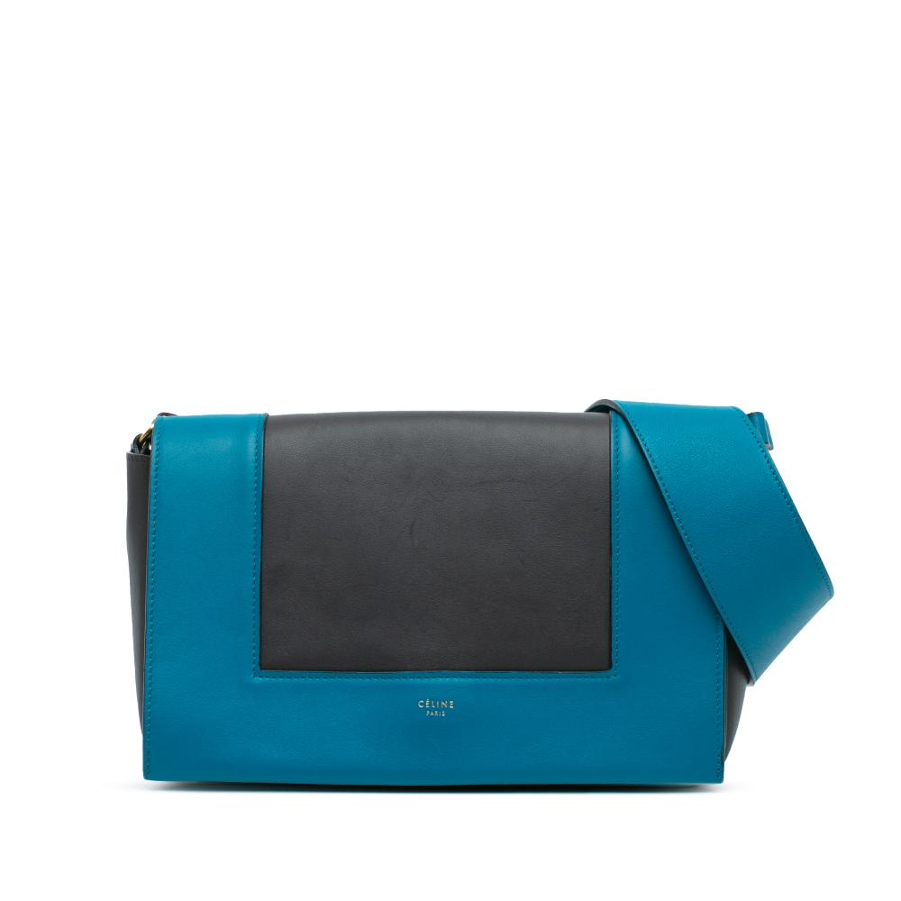 Celine B Celine Black with Blue Calf Leather Frame Shoulder Bag Italy