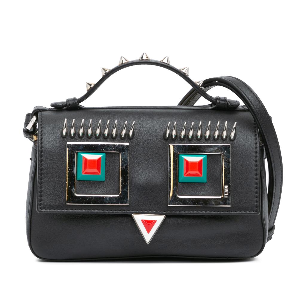 Fendi B Fendi Black with Yellow Calf Leather Micro Hypnoteyes Double Baguette Satchel Italy