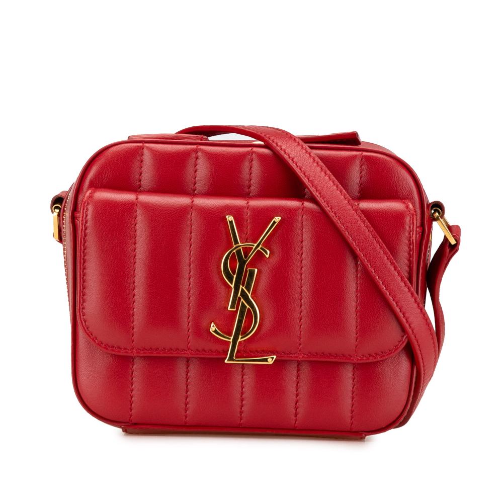 Saint Laurent B Saint Laurent Red Lambskin Leather Leather Toy Lambskin Vicky Crossbody Italy