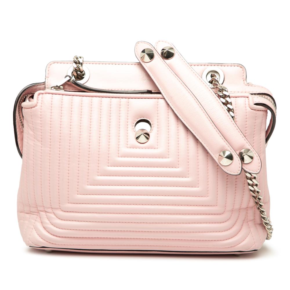 Fendi B Fendi Pink Lambskin Leather Leather Small Lambskin DotCom Click Shoulder Bag Italy