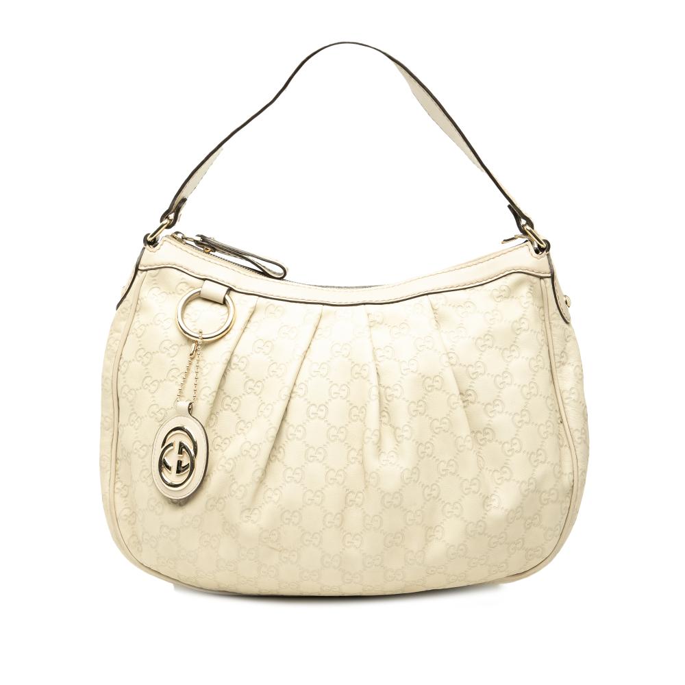 Gucci B Gucci Brown Light Beige Calf Leather Guccissima Sukey Shoulder Bag Italy
