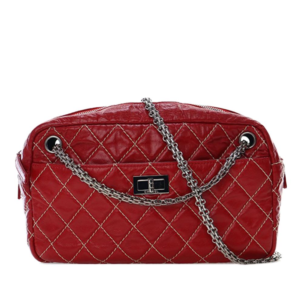 Chanel AB Chanel Red Calf Leather Medium Quilted Aged skin Reissue Camera Bag Italy