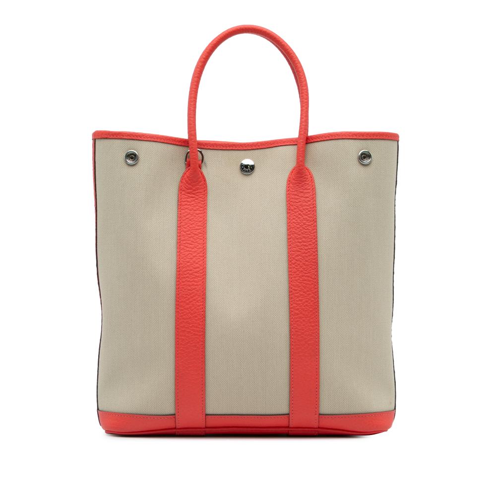 Hermès B Hermès Brown Beige with Red Canvas Fabric Toile and Negonda Garden File 28 France