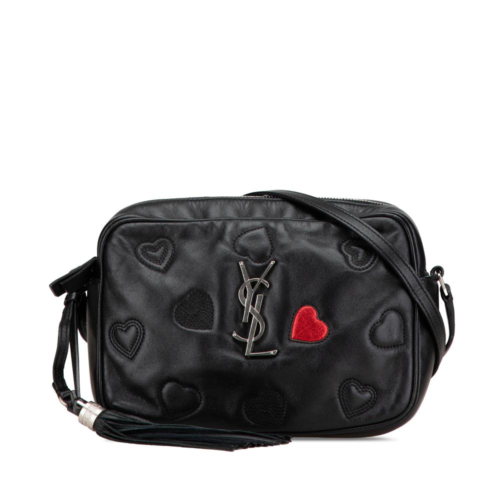 Saint Laurent B Saint Laurent Black Calf Leather Heart Lou Camera Bag Italy