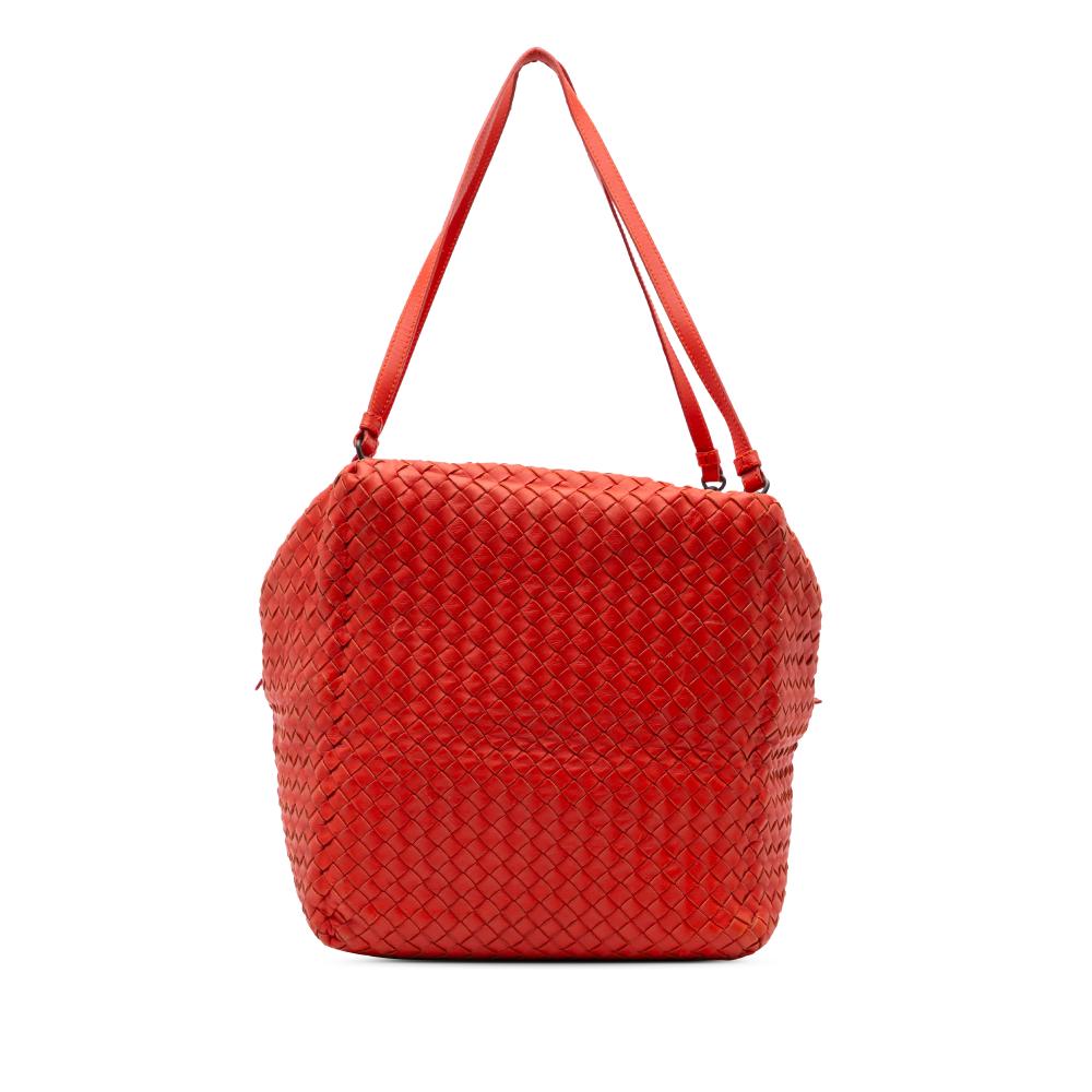 Bottega Veneta B Bottega Veneta Red Nappa Leather Leather Nappa Intrecciato Cube Shoulder Bag Italy