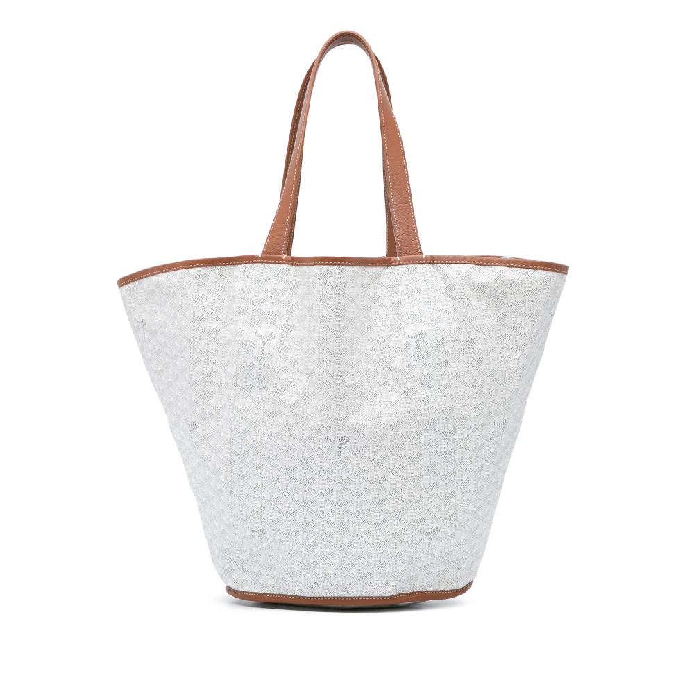 Goyard B Goyard White with Brown Canvas Fabric Goyardine Reversible Belharra Tote France