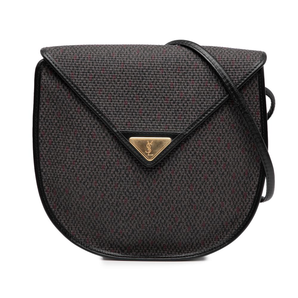 Saint Laurent B Saint Laurent Gray Dark Gray Coated Canvas Fabric Crossbody France