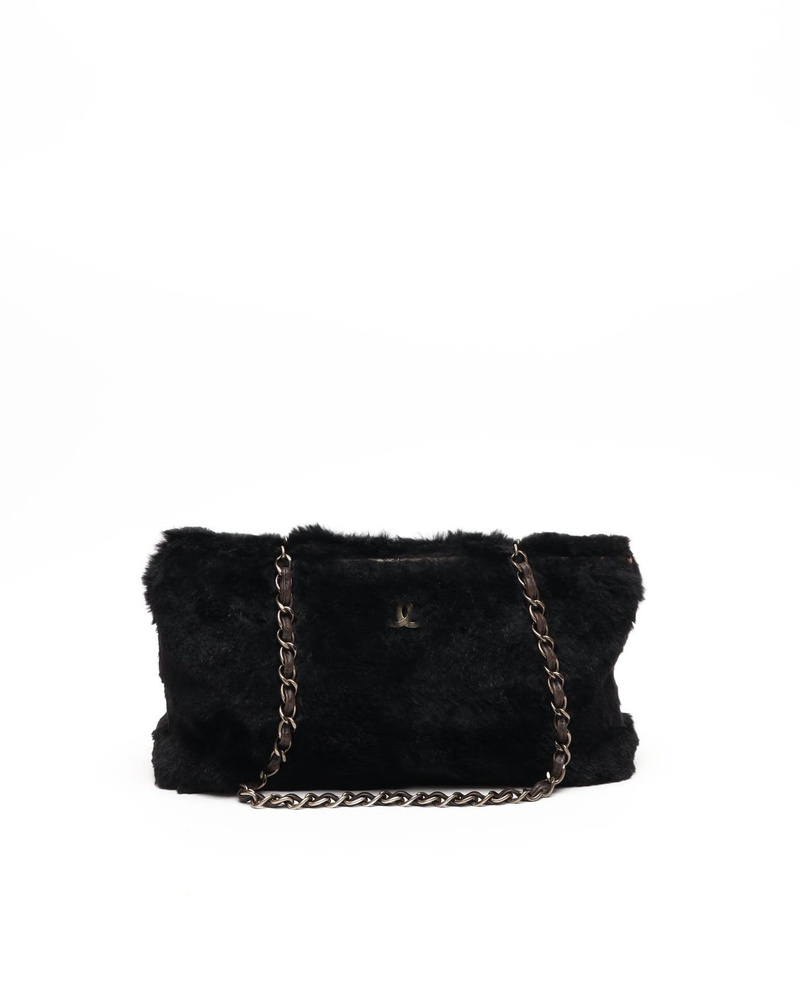 Chanel CC Fur Chain Tote Bag