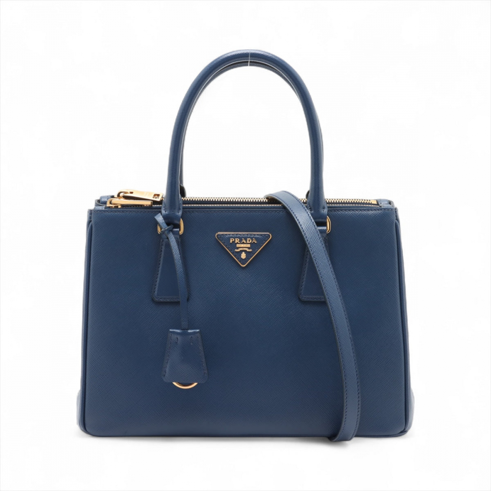 Prada Galleria Medium Saffiano Leather Tote Handbag Blue