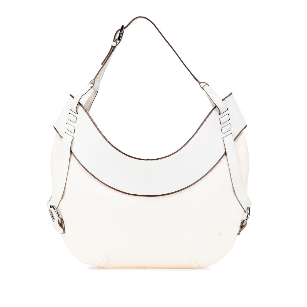 Gucci AB Gucci White Canvas Fabric GG Hobo Italy