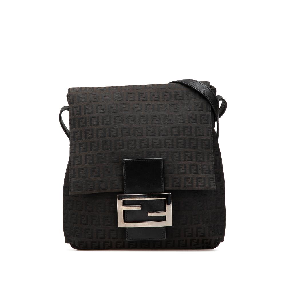 Fendi B Fendi Black Canvas Fabric Zucchino Crossbody Italy