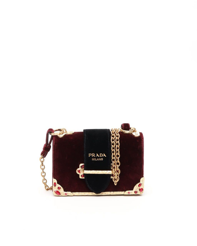 Prada Velvet Crystal Cahier Chain Bag