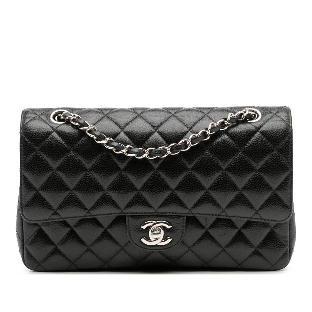 Chanel B Chanel Black Caviar Leather Leather Medium Classic Caviar Double Flap France