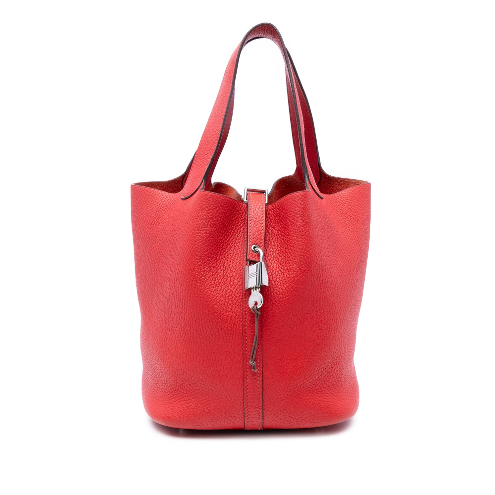 Hermès Picotin 22 Leather Lock Bucket Handbag Rouge de Coeur