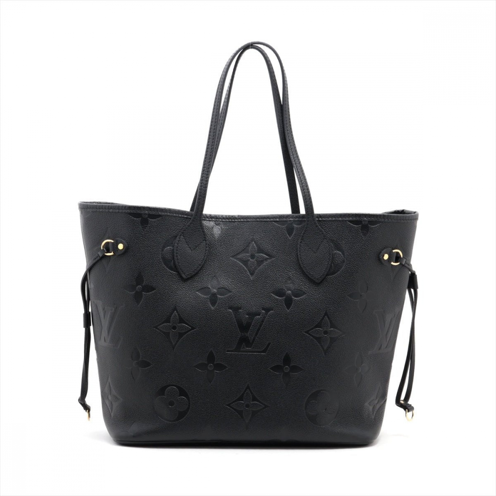 Louis Vuitton Neverfull Leather Empreinte Shopper Shoulder Bag Black