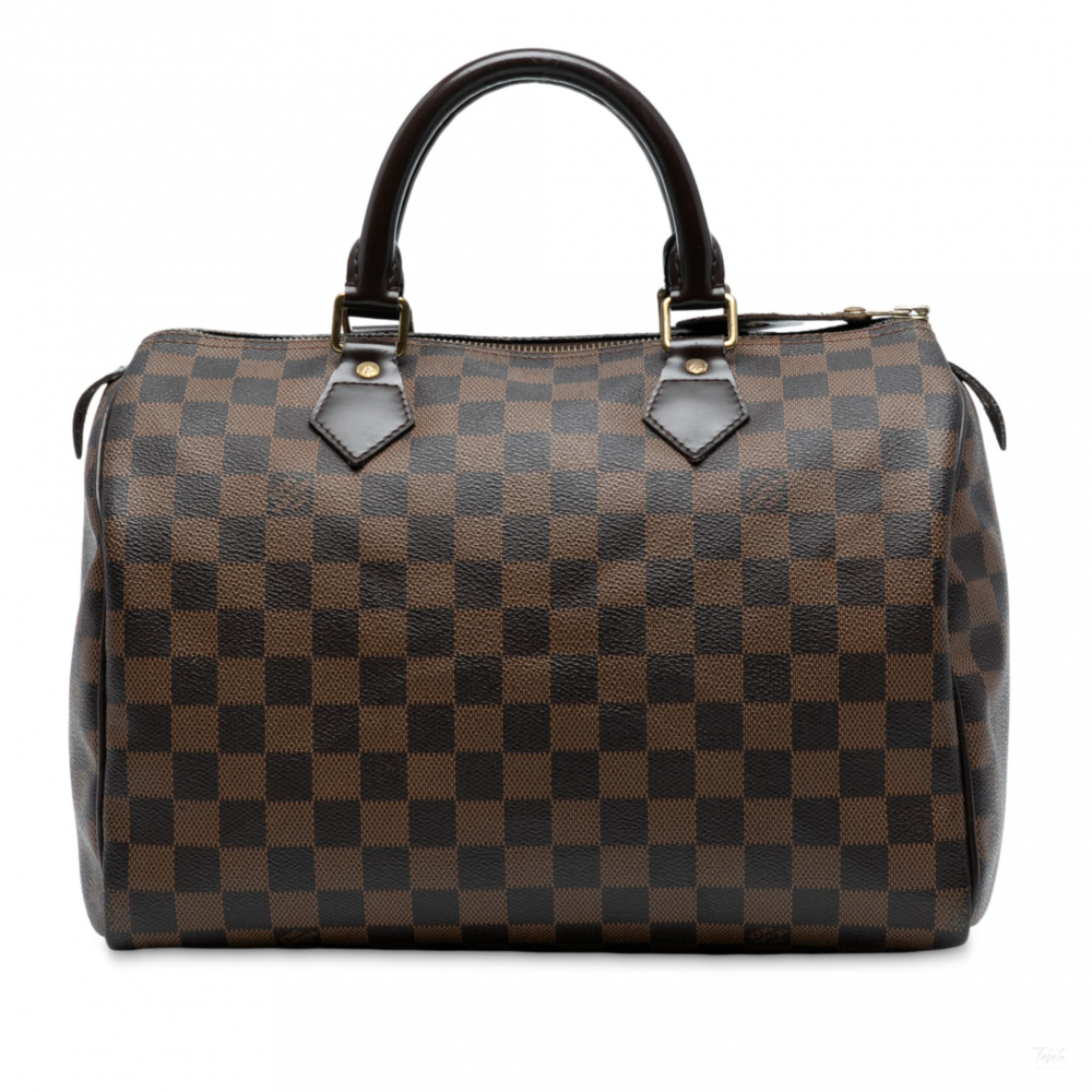 Louis Vuitton Speedy 30 Canvas Vintage Trunk Handbag Damier Ebene