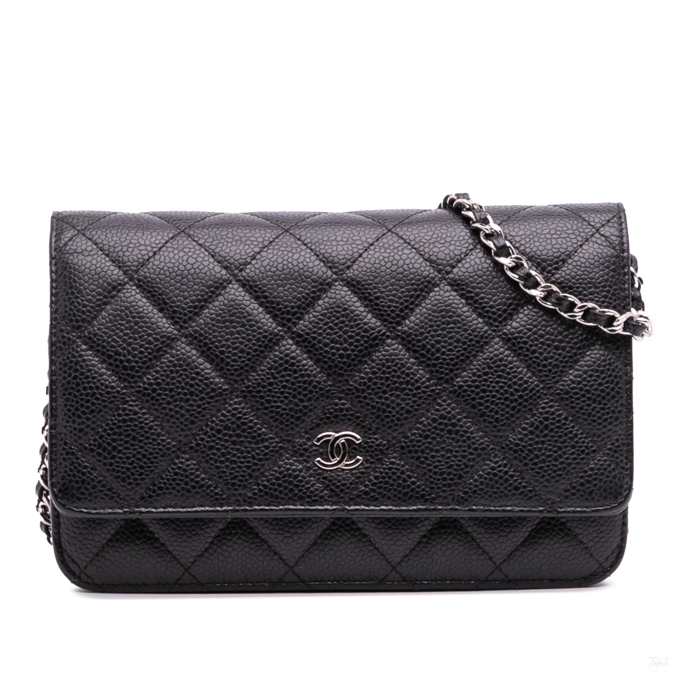Chanel WOC Caviar Leather Quilted Flap Crossbody Black