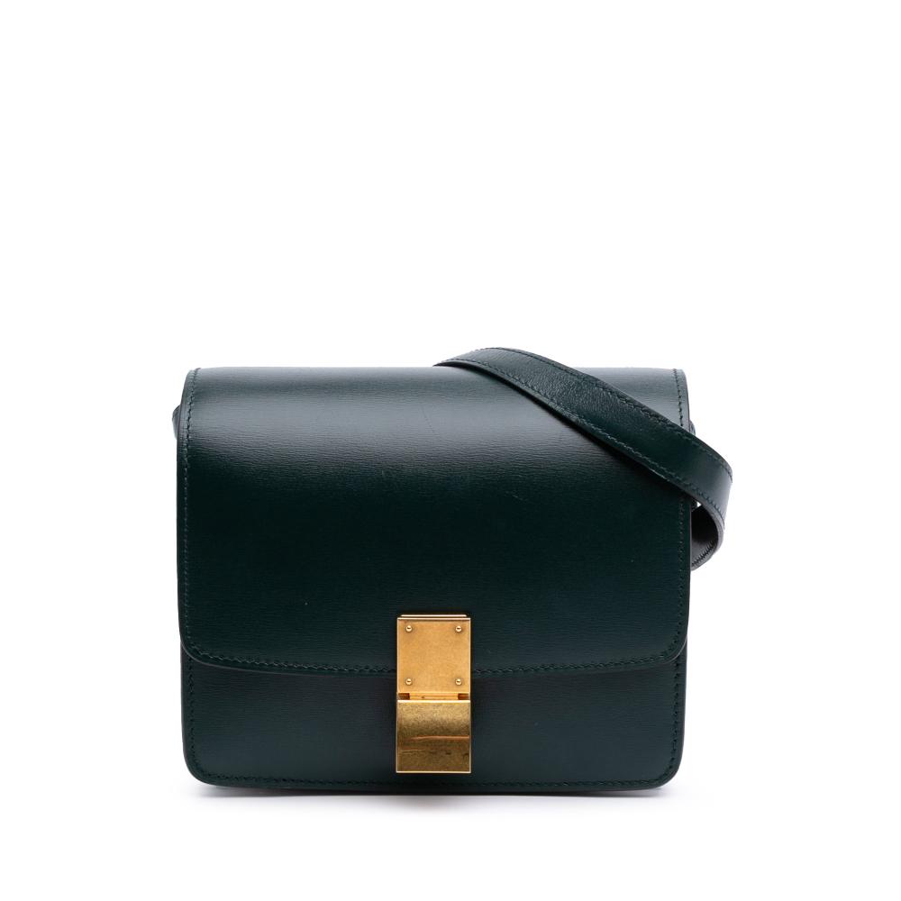 Celine B Celine Green Dark Green Calf Leather Small skin Classic Box Italy
