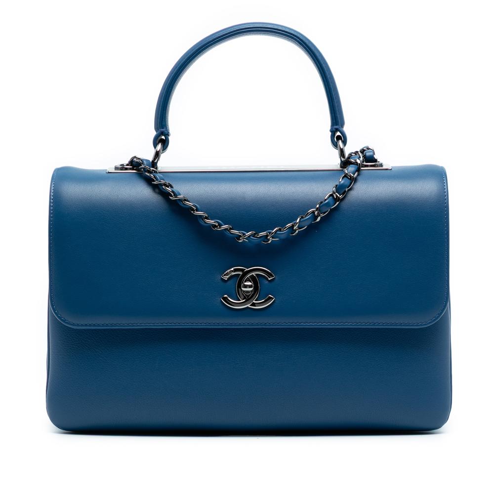 Chanel AB Chanel Blue Dark Blue Lambskin Leather Leather Medium Lambskin Trendy CC Top Handle Bag Italy
