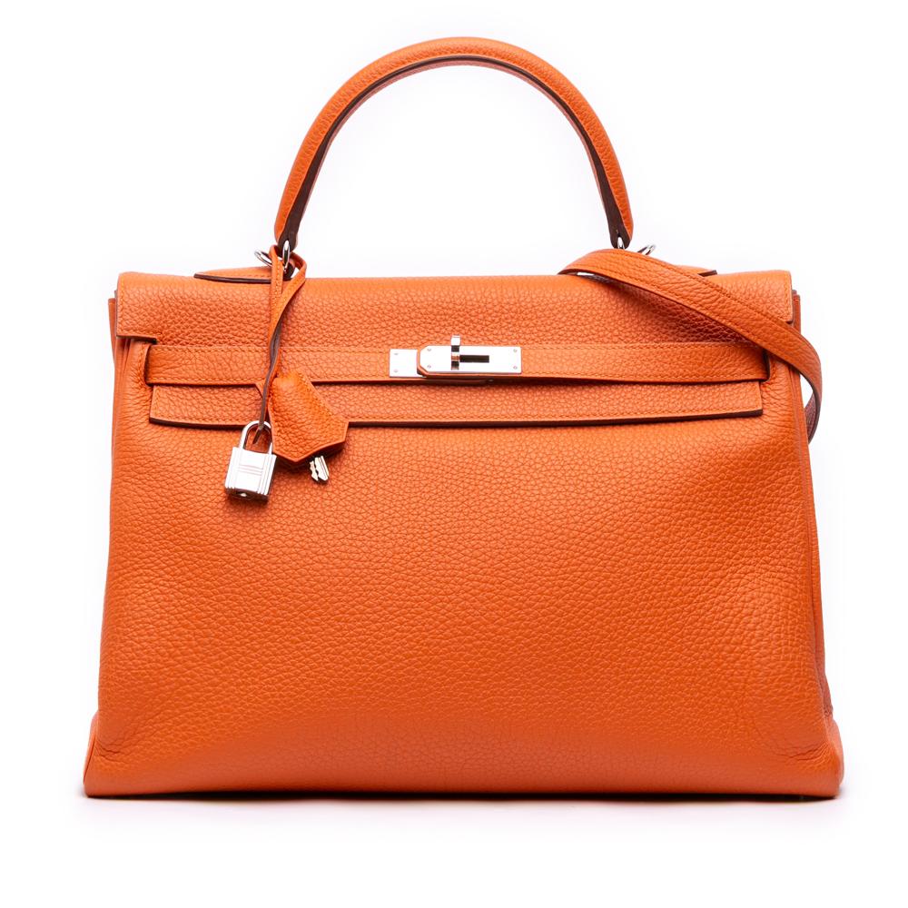 Hermès B Hermès Orange Calf Leather Togo Kelly II Retourne 35 France