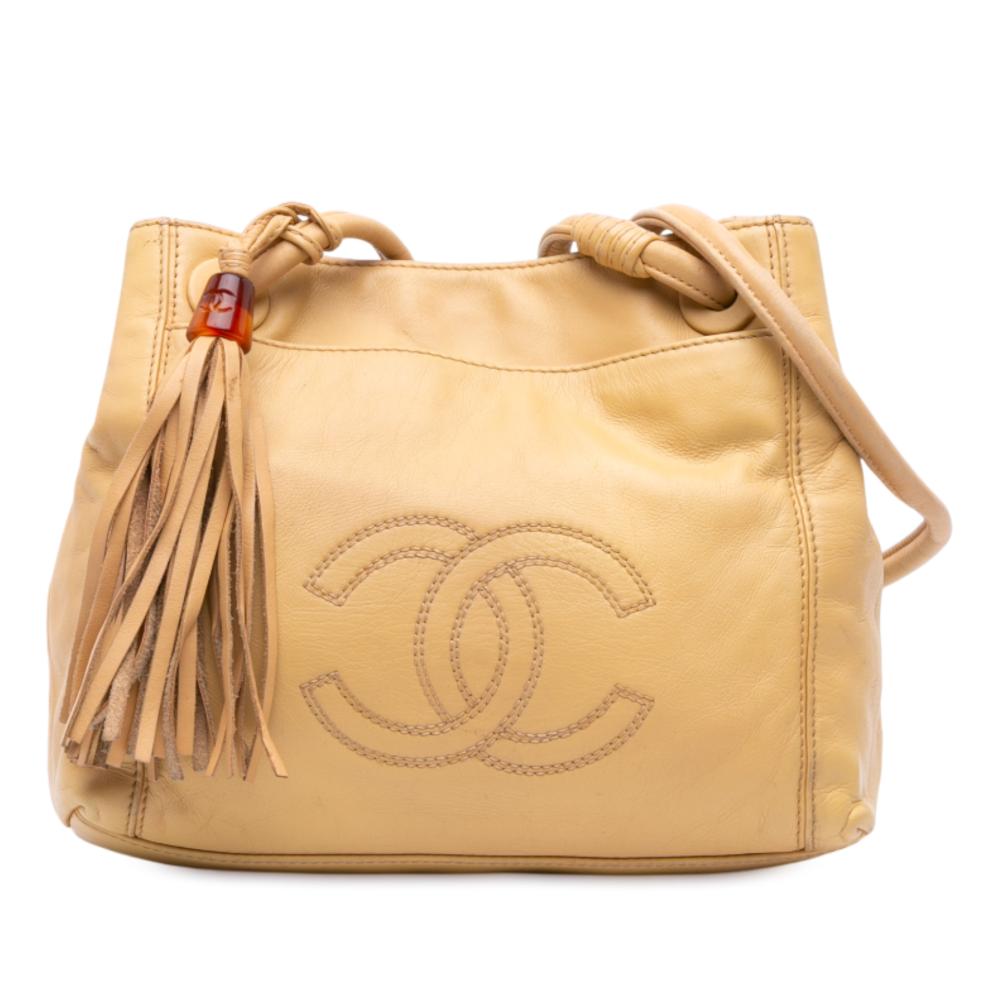 Chanel B Chanel Brown Caramel Lambskin Leather Leather Lambskin CC Tassel Shoulder Bag Italy