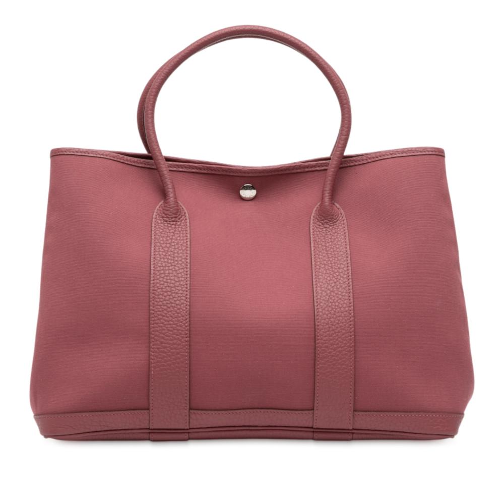 Hermès B Hermès Pink Canvas Fabric Toile and Negonda Garden Party 36 France