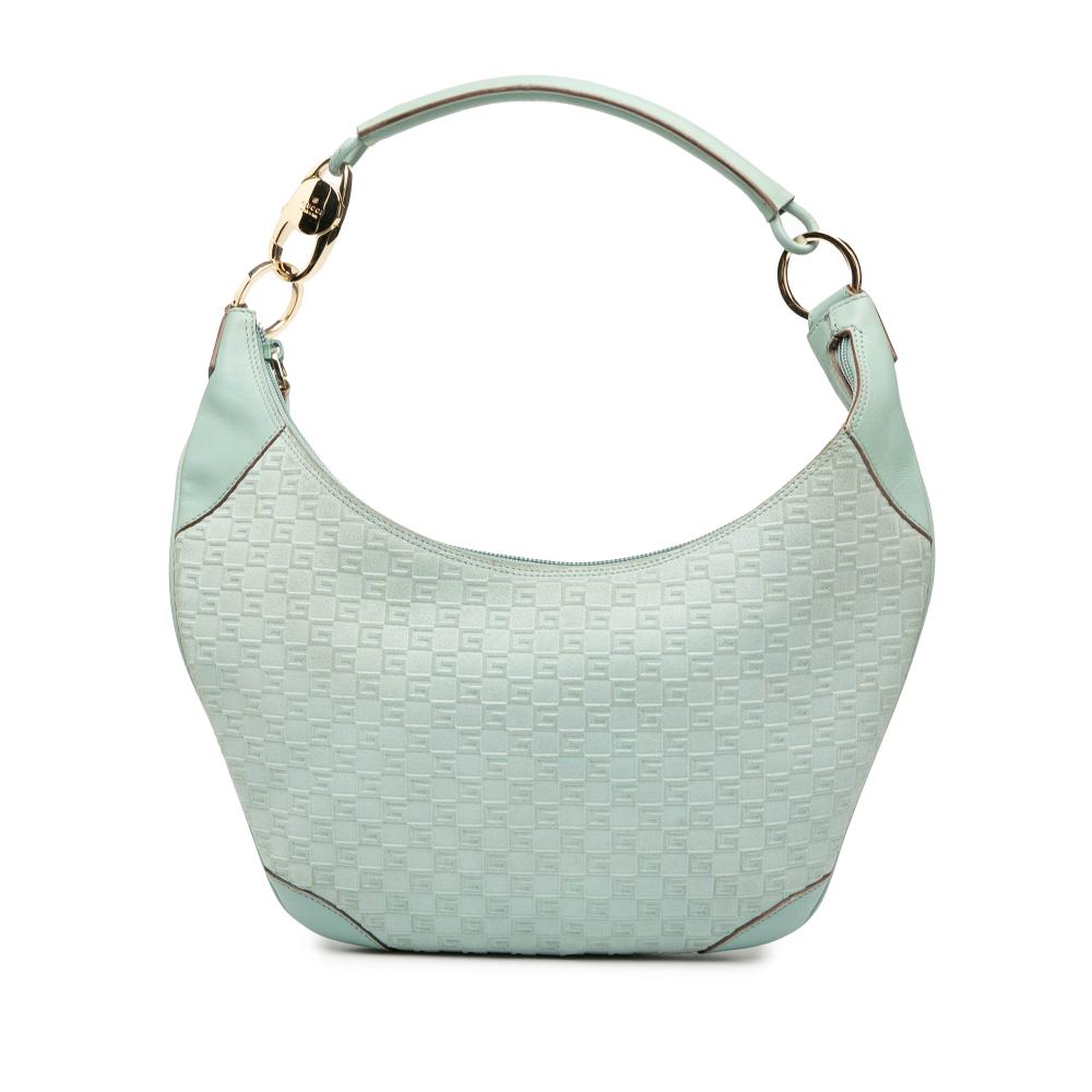 Gucci B Gucci Blue Light Blue Suede Leather G Square Hobo Italy