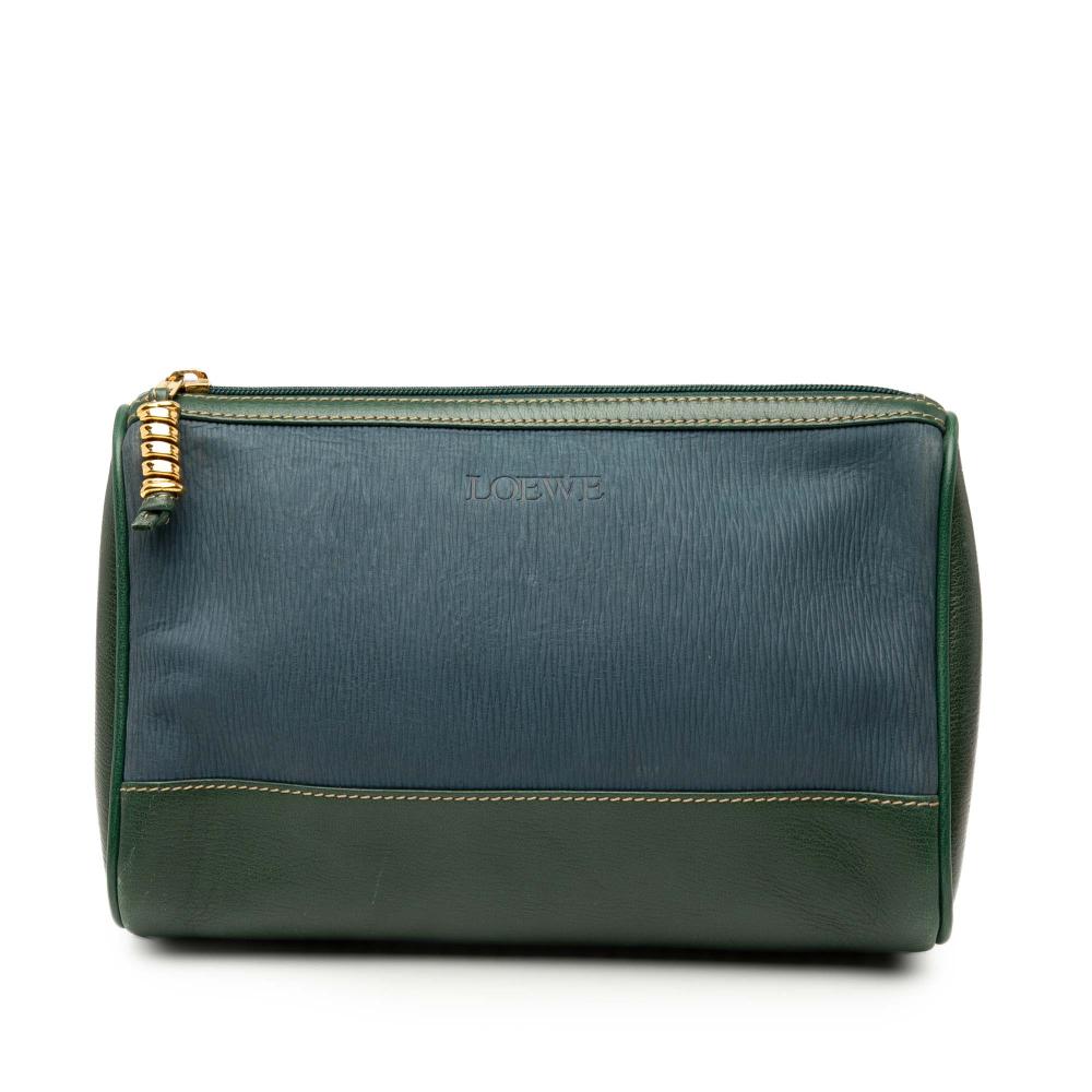 Loewe B LOEWE Blue with Green Calf Leather Velazquez Pouch Spain