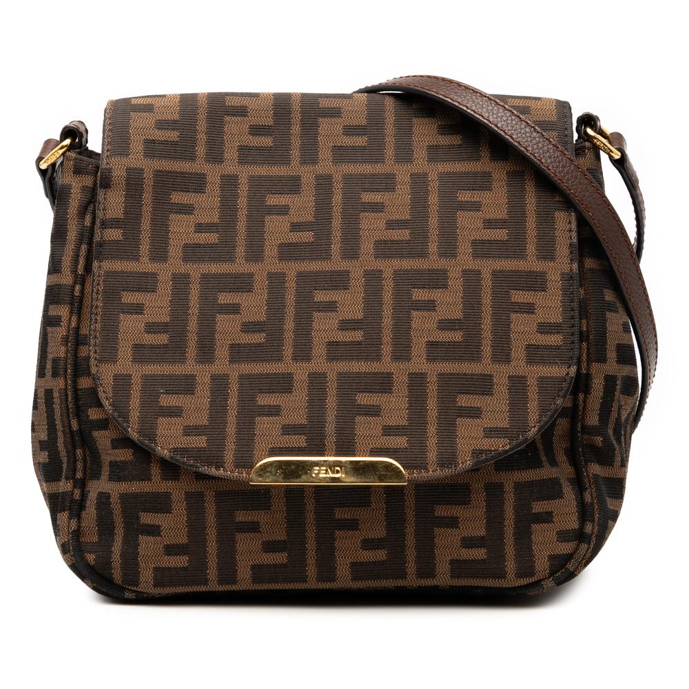 Fendi B Fendi Brown Canvas Fabric Small Zucca Artic Crossbody Italy