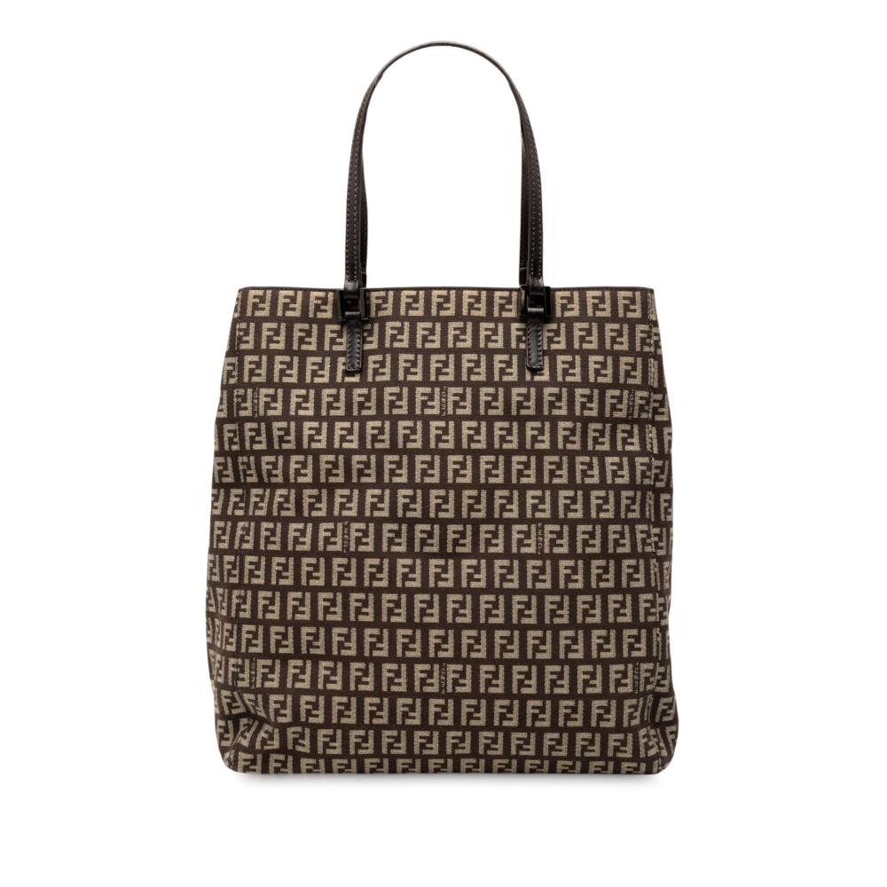 Fendi B Fendi Brown Canvas Fabric Zucchino Tote Italy