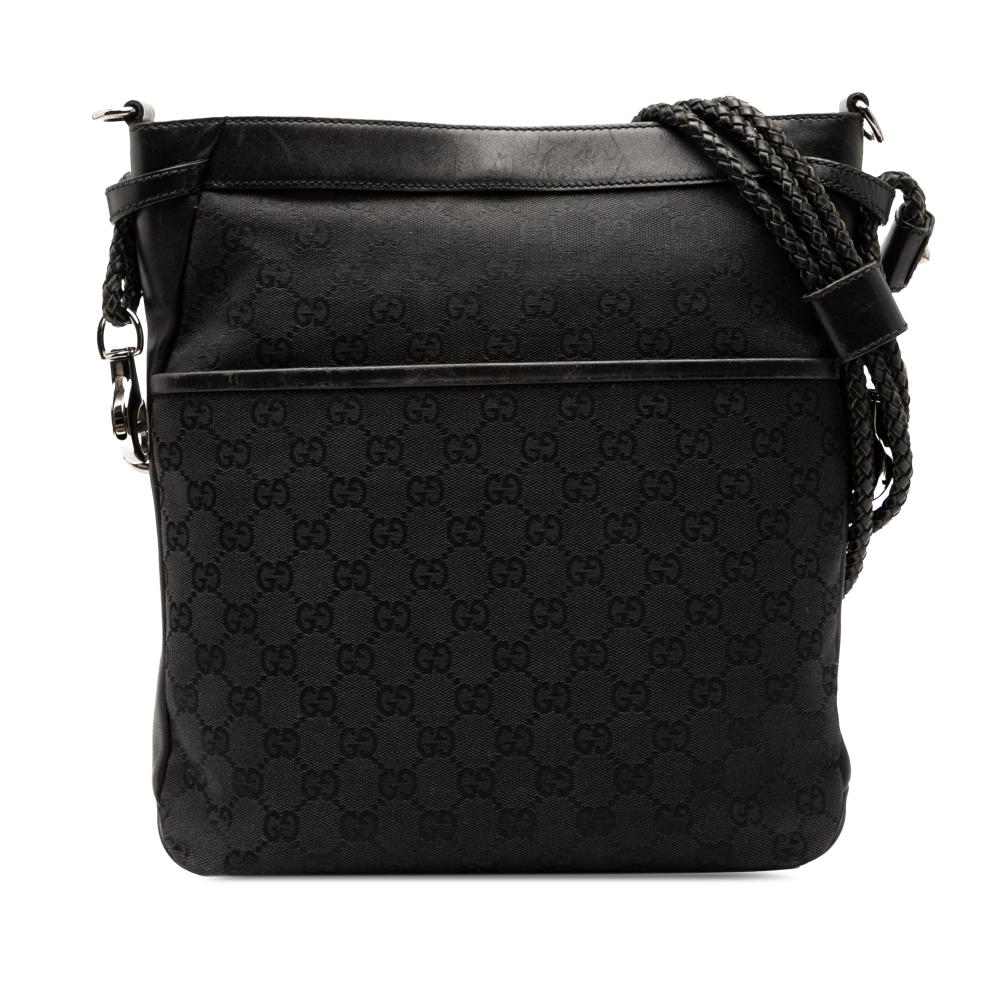 Gucci B Gucci Black Canvas Fabric GG Crossbody Italy