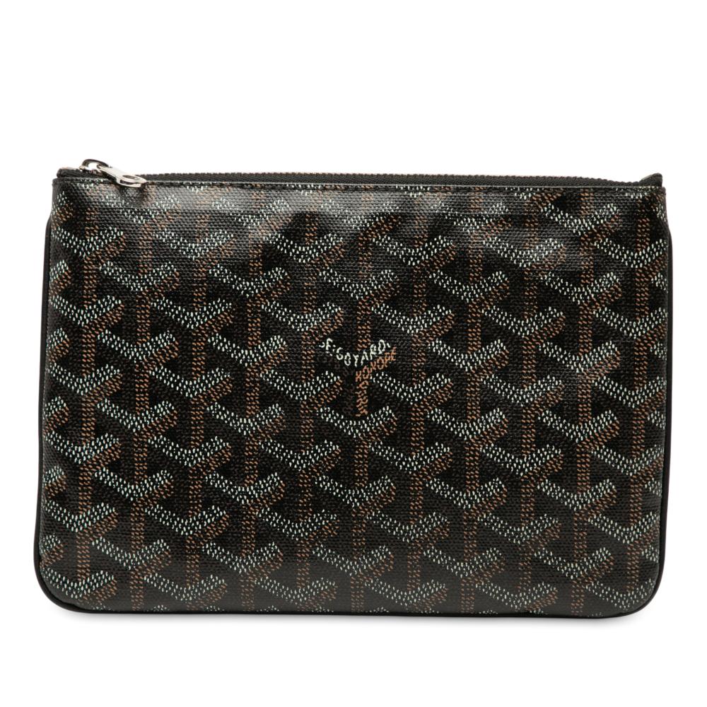 Goyard B Goyard Black Coated Canvas Fabric Goyardine Senat PM France
