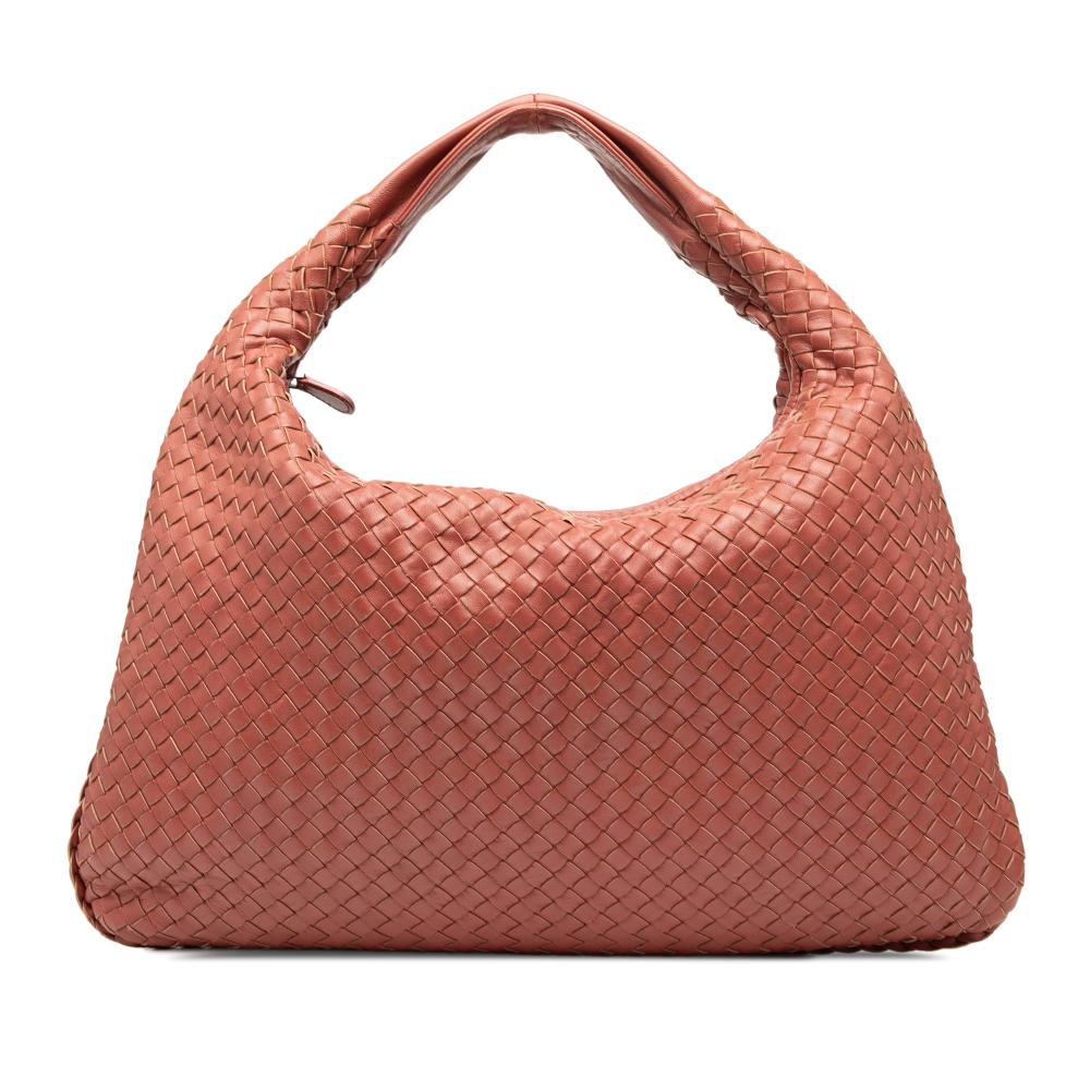 Bottega Veneta B Bottega Veneta Red Indian Red Nappa Leather Leather Medium Nappa Intrecciato Veneta Hobo Italy